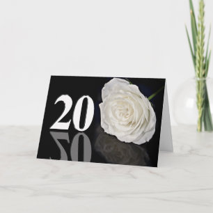 20. Geburtstagskarte mit klassisch weißer Rose Karte