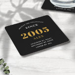 20. Geburtstagsname 2005 Black Gold Elegant Chic Rechteckiger Pappuntersetzer<br><div class="desc">Premium Black and Gold Personalisiert Paper Untersetzer zum 20. Geburtstag - Celebration Elegance. Feiern Sie einen Geburtstag im Stil eines Meilensteins mit unseren schicken, hochwertigen 20. Geburtstagszeitung-Untersetzer. Exquisit gestaltet mit einem auffallenden Schwarz-Gold-Farbschema, fügen diese Untersetzer eine Touch von Luxus und Eleganz zu jedem 20. Geburtstag Bash. Äußern Sie Ihren persönlichen...</div>