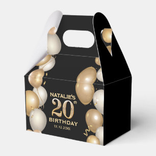 20. Geburtstagsparty Black and Gold Ballons Geschenkschachtel