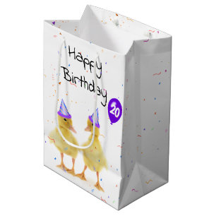 20. Geburtstagsparty Ducks mit Ballon Mittlere Geschenktüte