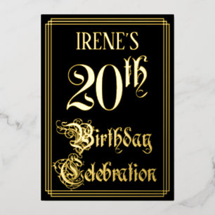 20. Geburtstagsparty - Extravagantes Drehbuch und  Folieneinladung