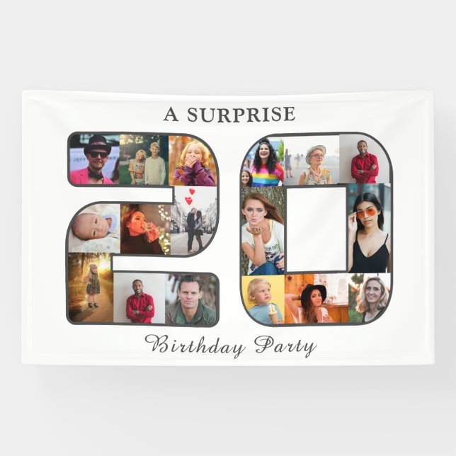 20. Geburtstagsparty FotoCollage Banner (Horizontal)