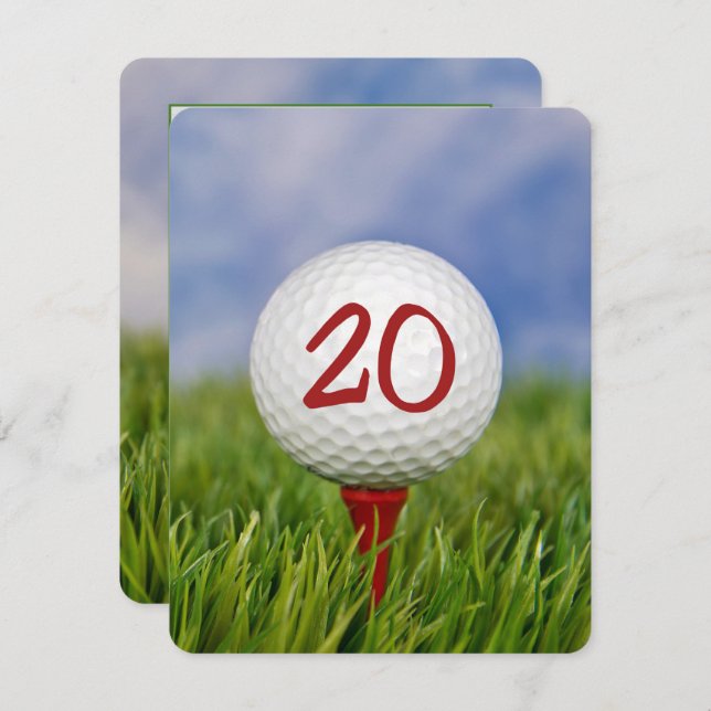 20. Geburtstagsparty Golf Thema Einladung (Vorne/Hinten)