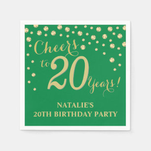 20. Geburtstagsparty Green und Gold Diamond Napkin Serviette