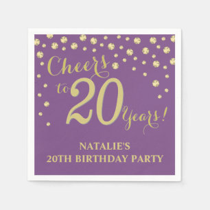 20. Geburtstagsparty Lila und Gold Diamond Napkin Serviette