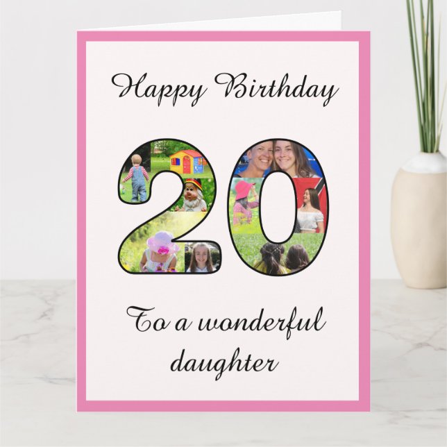 20. Geburtstagstochter Große Fotocollage Montage Karte (Vorderseite)