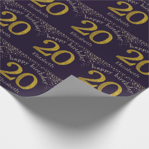 20 Glitzer Gold Birthday Wrapping Paper Geschenkpapier