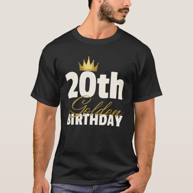 20. Goldene Geburtstagskrone T-Shirt (Vorderseite)