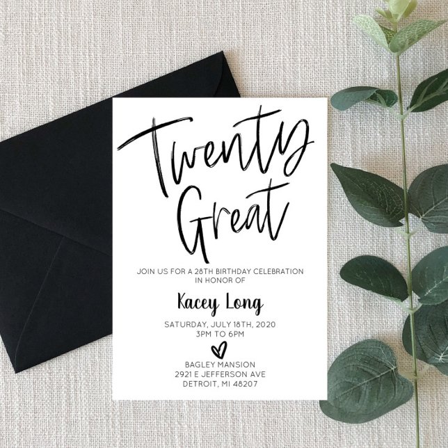 20. Großer 28. Achtundzwanzigster Geburtstag Einladung (Von Creator hochgeladen)