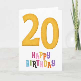 20. Happy Birthday Grußkarte Design 1 Karte