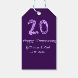 20. Happy Jubiläum Pärchenname Datum lila Geschenkanhänger