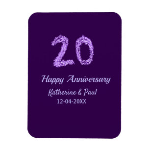 20. Happy Jubiläum Pärchenname Datum lila Magnet