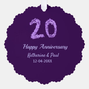 20. Happy Jubiläum Pärchenname Datum lila Ornament Karte
