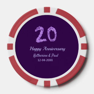 20. Happy Jubiläum Pärchenname Datum lila Pokerchips