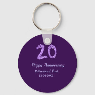 20. Happy Jubiläum Pärchenname Datum lila Schlüsselanhänger