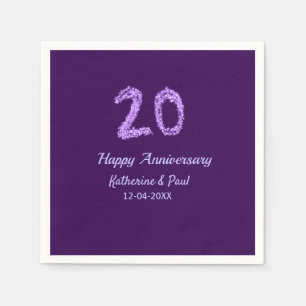 20. Happy Jubiläum Pärchenname Datum lila Serviette