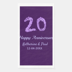 20. Happy Jubiläum Pärchenname Datum lila Serviette