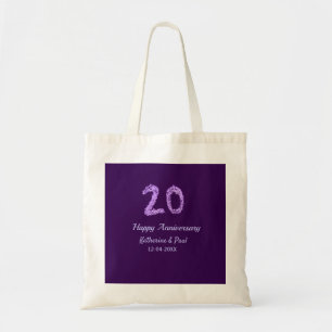 20. Happy Jubiläum Pärchenname Datum lila Tragetasche