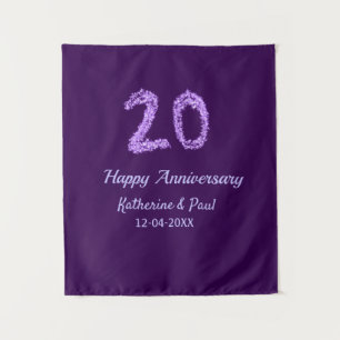 20. Happy Jubiläum Pärchenname Datum lila Wandteppich