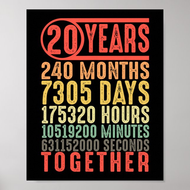 20. Hochzeit Jubiläum Ihm ihre Matching Paare Poster (Vorne)