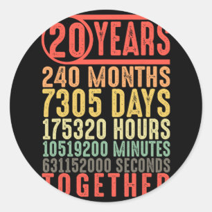 20. Hochzeit Jubiläum Ihm ihre Matching Paare Runder Aufkleber