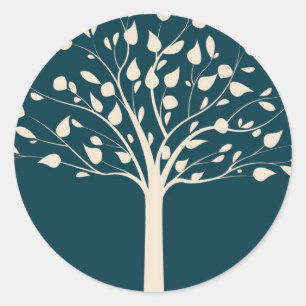 20 Hochzeiten von Navy/Creme Tree Umschlag Aufkleb Runder Aufkleber