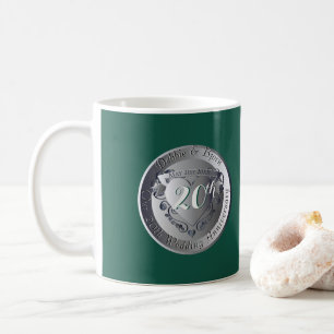 20. Hochzeitsfeier Emerald 2Heart Medallion Kaffeetasse