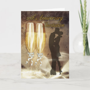 20. Hochzeitsjubiläum Einladungskarte - Champag