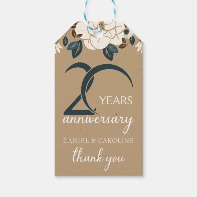 20. Hochzeitstag Danke an Rustic Geschenkanhänger (Vorderseite)