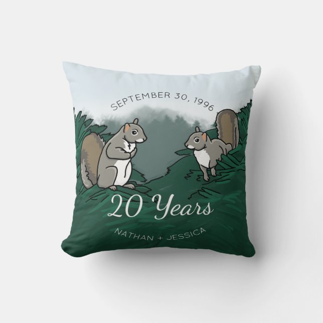20. Hochzeitstag-Eichhörnchen Kissen (Vorderseite)
