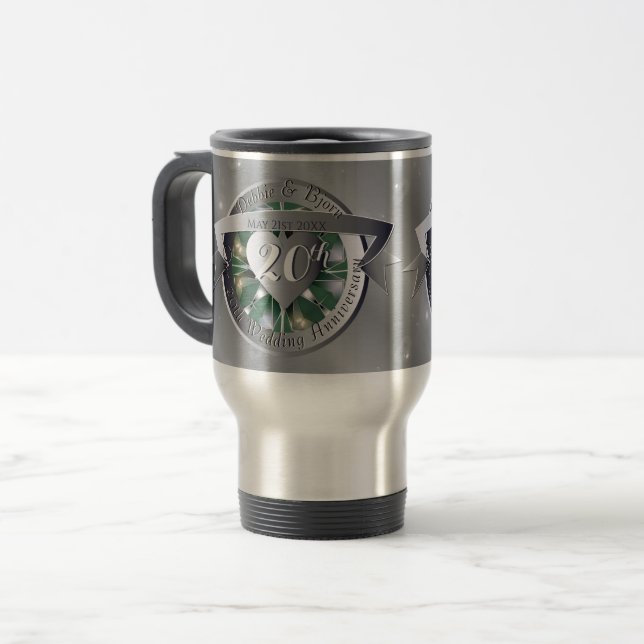 20. Hochzeitstag Emerald Platinun  Reisebecher (Vorderseite Links)