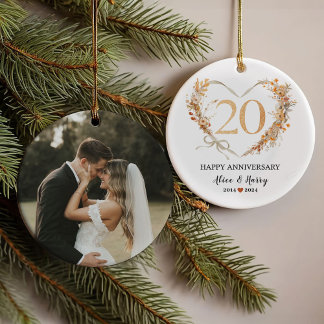 20. Hochzeitstag Gold Hearts Couple Foto Ornament