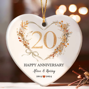 20. Hochzeitstag Gold Hearts Couple Foto Ornament