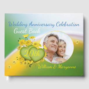 20. Hochzeitstag Party Gelbe Blumen Gästebuch