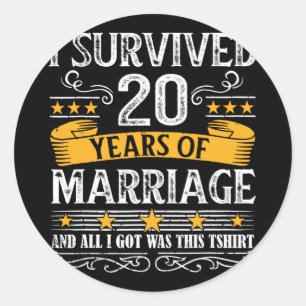 20. Hochzeitstag Shirt Paare Ehemann Wif Runder Aufkleber