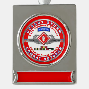 20. Ingenieur Brigade Desert Storm Veteran Banner-Ornament Silber