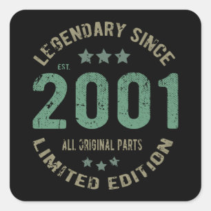 20 Jahre alt Tag 2001 Legende seit 20. Geburtstag Quadratischer Aufkleber