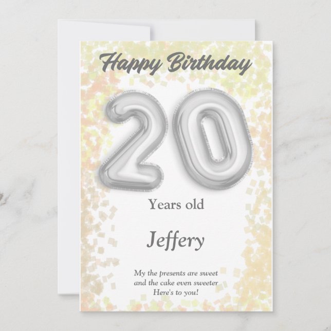 20 Jahre alte Happy Birthday Card (Vorderseite)