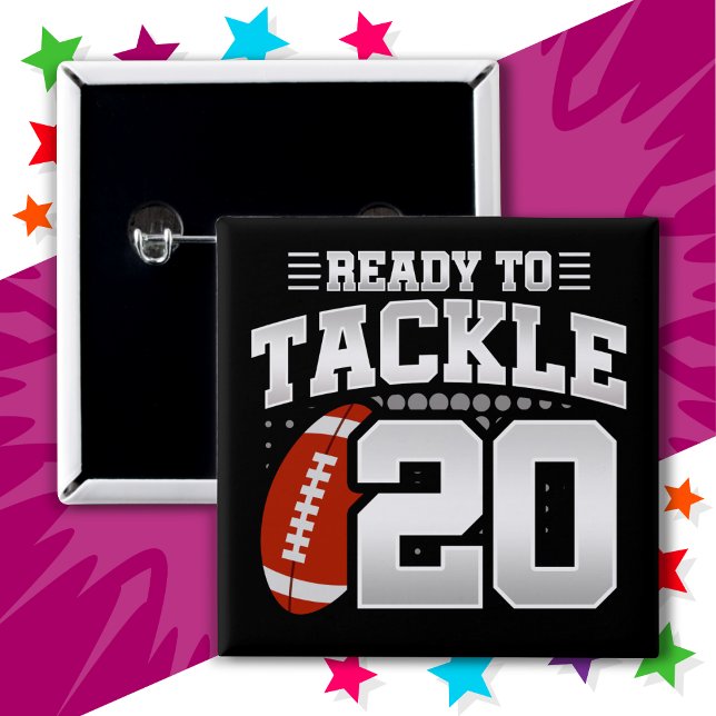 20 Jahre altes Tackle Football Party 20. Geburtsta Button (Von Creator hochgeladen)