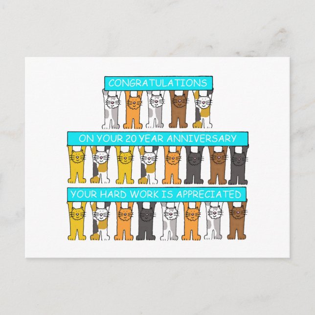 20 Jahre Arbeit Jahrestag Glückwünsche Postkarte (Vorderseite)