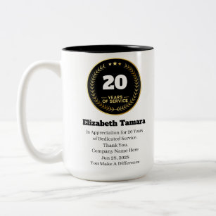 20 Jahre Arbeit Jahrestag   Mitarbeiteraufwertung Zweifarbige Tasse