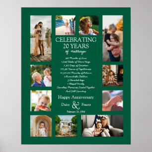 20 Jahre Hochzeitstag Foto Collage bearbeitbar Poster