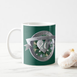 20. Jahrestag der Hochzeit Smaragdgrüner Medallion Kaffeetasse