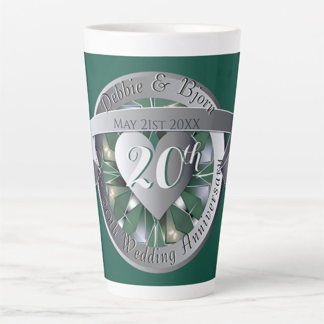 20. Jahrestag der Hochzeit Smaragdgrüner Medallion Milchtasse (Vorderseite)
