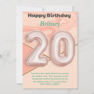 20-jährige Mädchen Happy Birthday Card