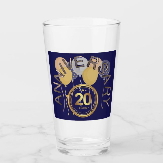 20-jähriges Blue Gold Drinking Glass Glas (Vorderseite)