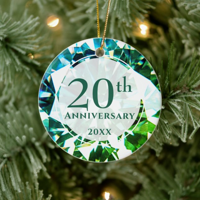 20. Jubiläum Emerald Foto Personalisiert Keramik Ornament (Baum)