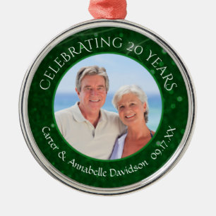 20. Jubiläum Emerald Green Sparkle Foto Ornament Aus Metall