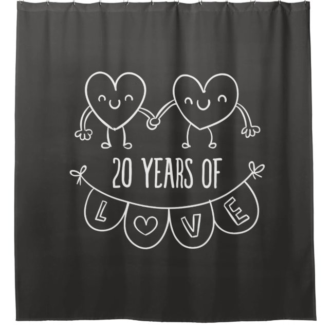 20. Jubiläum Geschenk Chalk Herzen Duschvorhang (Vorderseite)