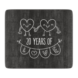 20. Jubiläum Geschenk Chalk Herzen Schneidebrett